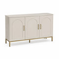 Sideboard mit 3 Tueren 160 x 40 x 85 cm aus MDF rechteckig cremeweiss goldfarben