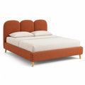 Polsterbett Doppelbett 160 x 200 cm mit abgerundetem Kopfteil aus Polyester-Samt Terrakotta