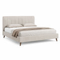 Polsterbett Doppelbett 160 x 200 cm mit gepolstertem Kopfteil Polyesterbezug Beige