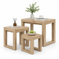 3er Set Couchtische quadratisch aus MDF mit Eichenfurnier in Natur 50 x 50 x 50 cm