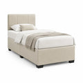 Polsterbett Einzelbett 90 x 200 cm mit Polyester-Samtbezug Beige
