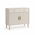 Sideboard mit 2 Tueren und 2 Schubladen aus MDF rechteckig cremeweiss 100 x 40 x 90 cm