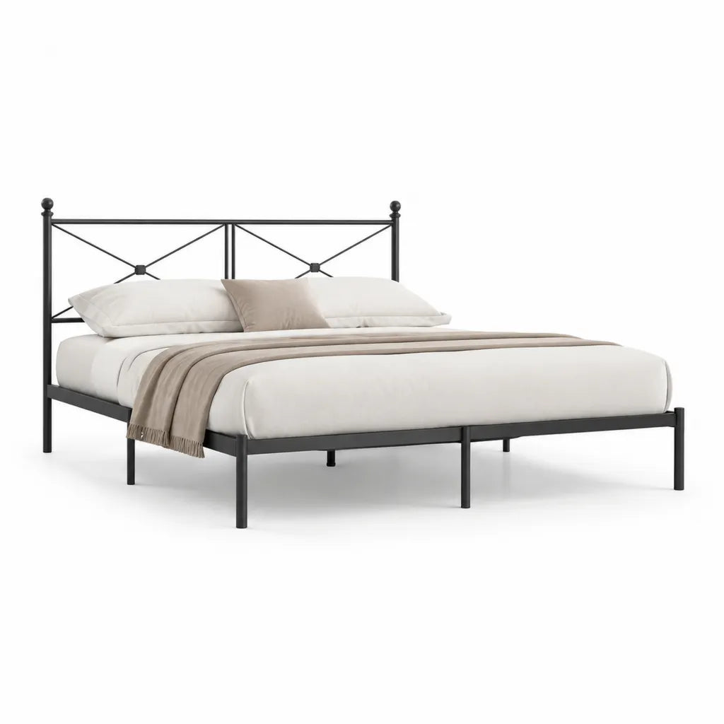 Metallbettgestell Doppelbett 160 x 200 cm aus Stahl rechteckig schwarz