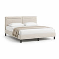 Polsterbett Doppelbett 180 x 200 cm mit gepolstertem Kopfteil aus Polyester Beige