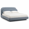 Polsterbett Doppelbettgestell 180 x 200 cm mit abgerundetem Kopfteil aus Polyester-Samt Graublau