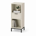 Schmales Sideboard mit Schublade 40 x 30 x 100 cm MDF rechteckig Creme Schwarz