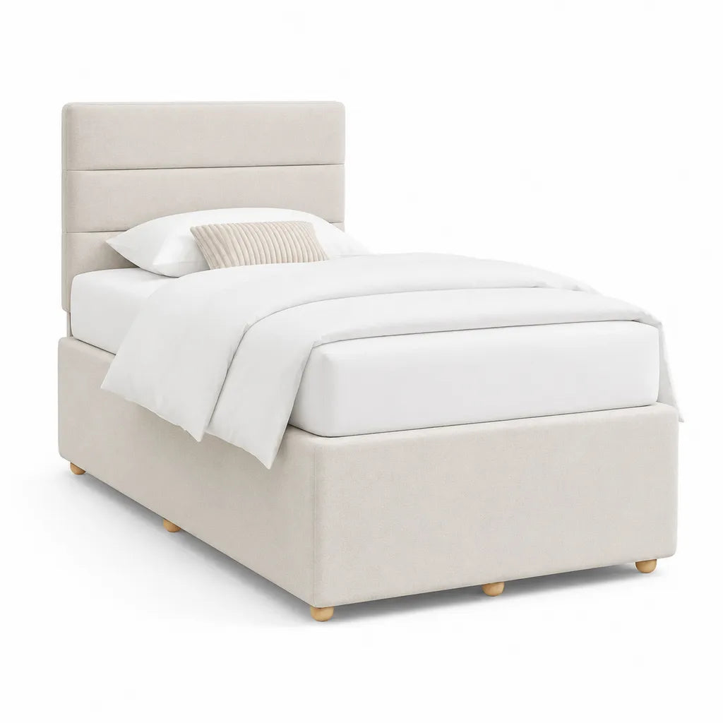 Polsterbett Einzelbett 90 x 200 cm Polyester rechteckig Beige