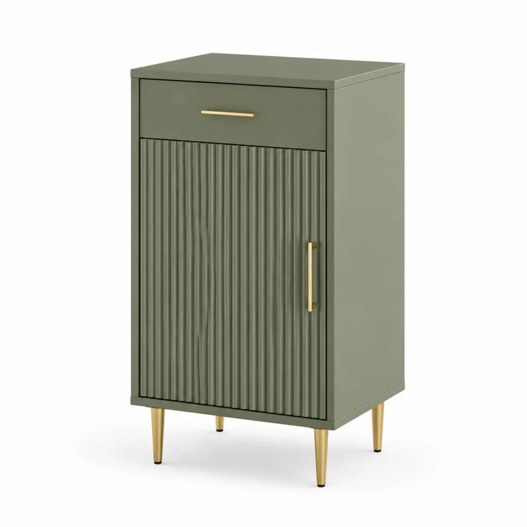 Sideboard Kommode mit Tuer und Schublade aus MDF 60 x 40 x 100 cm Olivgruen Gold