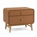 Nachttisch mit 2 Schubladen 60 x 40 x 55 cm MDF und Gummibaum-Massivholz rechteckig braun