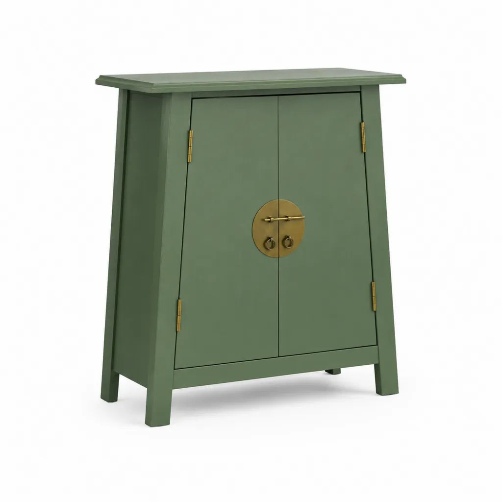 Sideboard Schrank mit 2 Tueren aus MDF rechteckig gruen 80 x 40 x 100 cm