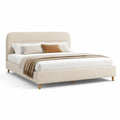 Polsterbett Doppelbett 160 x 200 cm Polyester Creme mit abgerundetem Kopfteil
