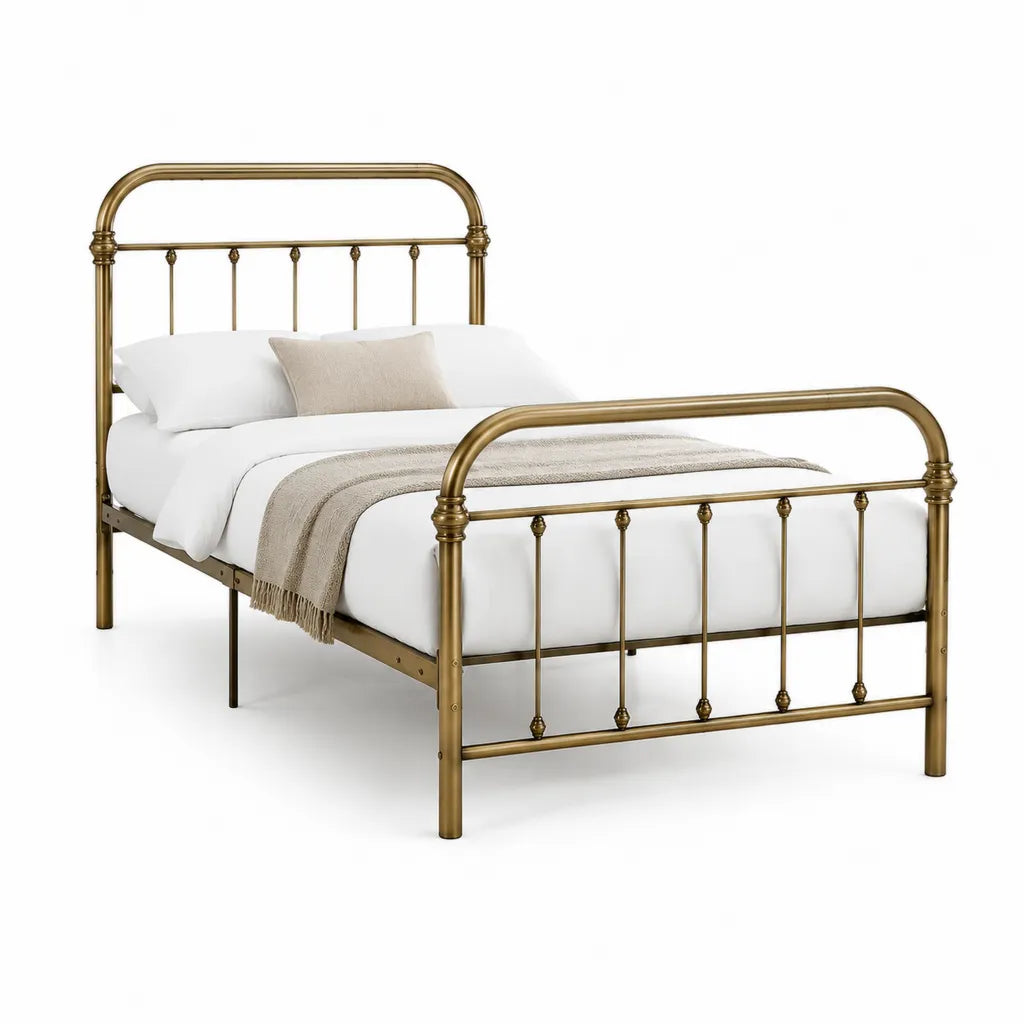 Metallbett Doppelbett 140 x 200 cm Stahlrohr Antikmessing