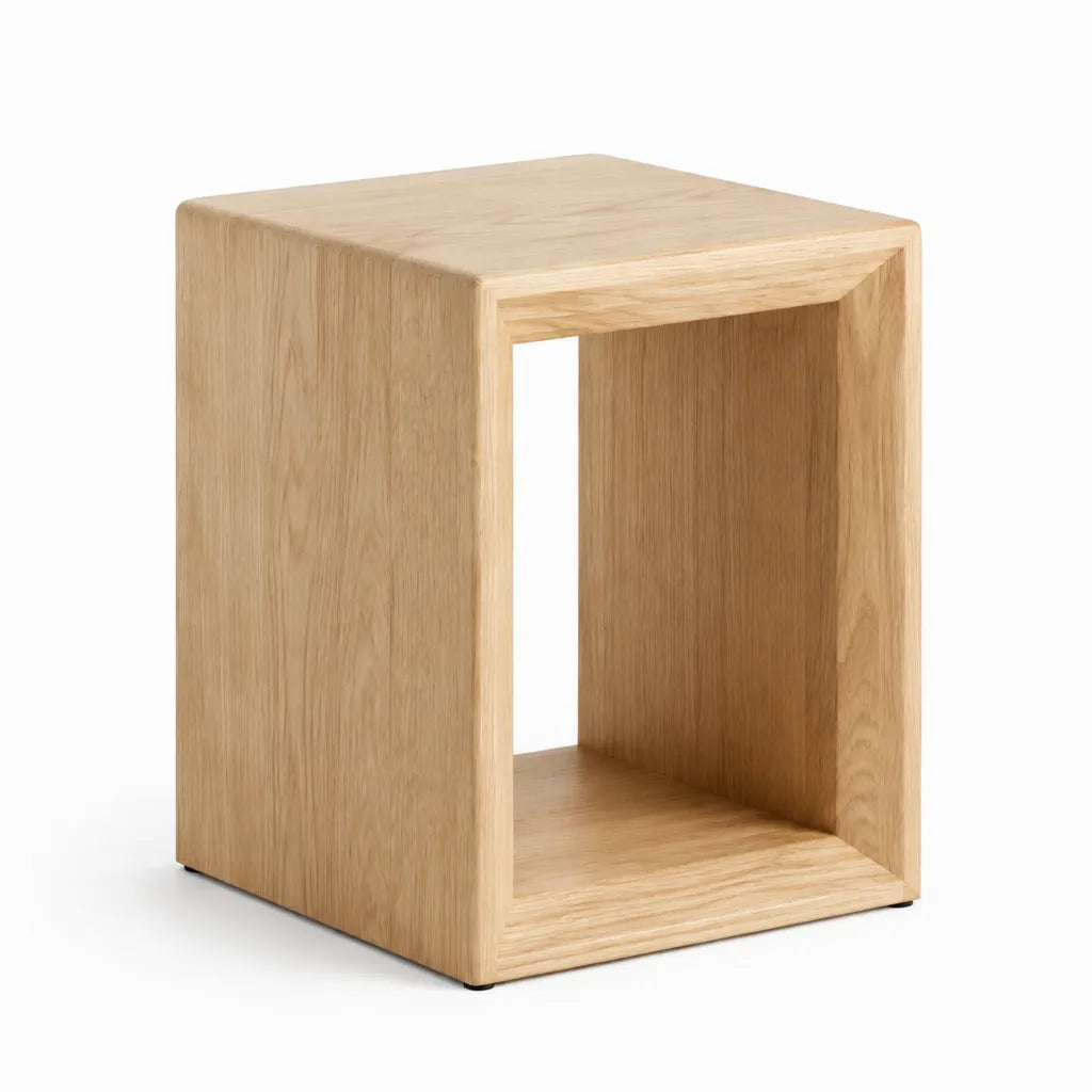 Hocker mit Stauraum 40 x 40 x 45 cm aus Eichenfurnier rechteckig Natur