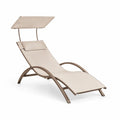 Sonnenliege mit verstellbarer Rueckenlehne und Sonnendach Aluminium Textilene Beige 190 x 65 x 30 cm