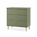 Sideboard mit 3 Schubladen aus MDF rechteckig olivgruen goldfarben 80 x 40 x 90 cm