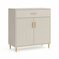 Sideboard mit Schublade und 2 Tueren aus MDF rechteckig Creme Gold 80 x 40 x 100 cm