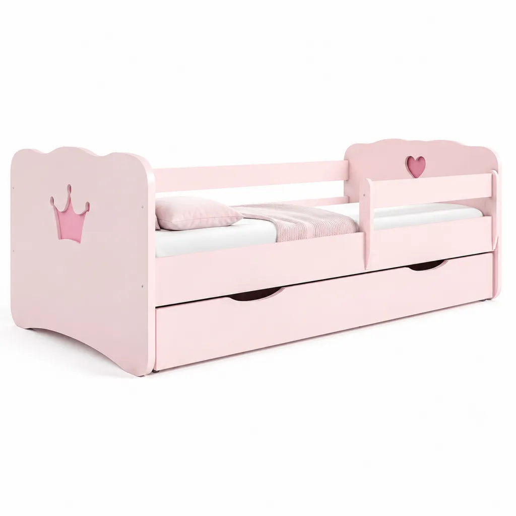 Rechteckiges Kinderbett mit Schublade aus MDF Rosa 140 x 70 cm
