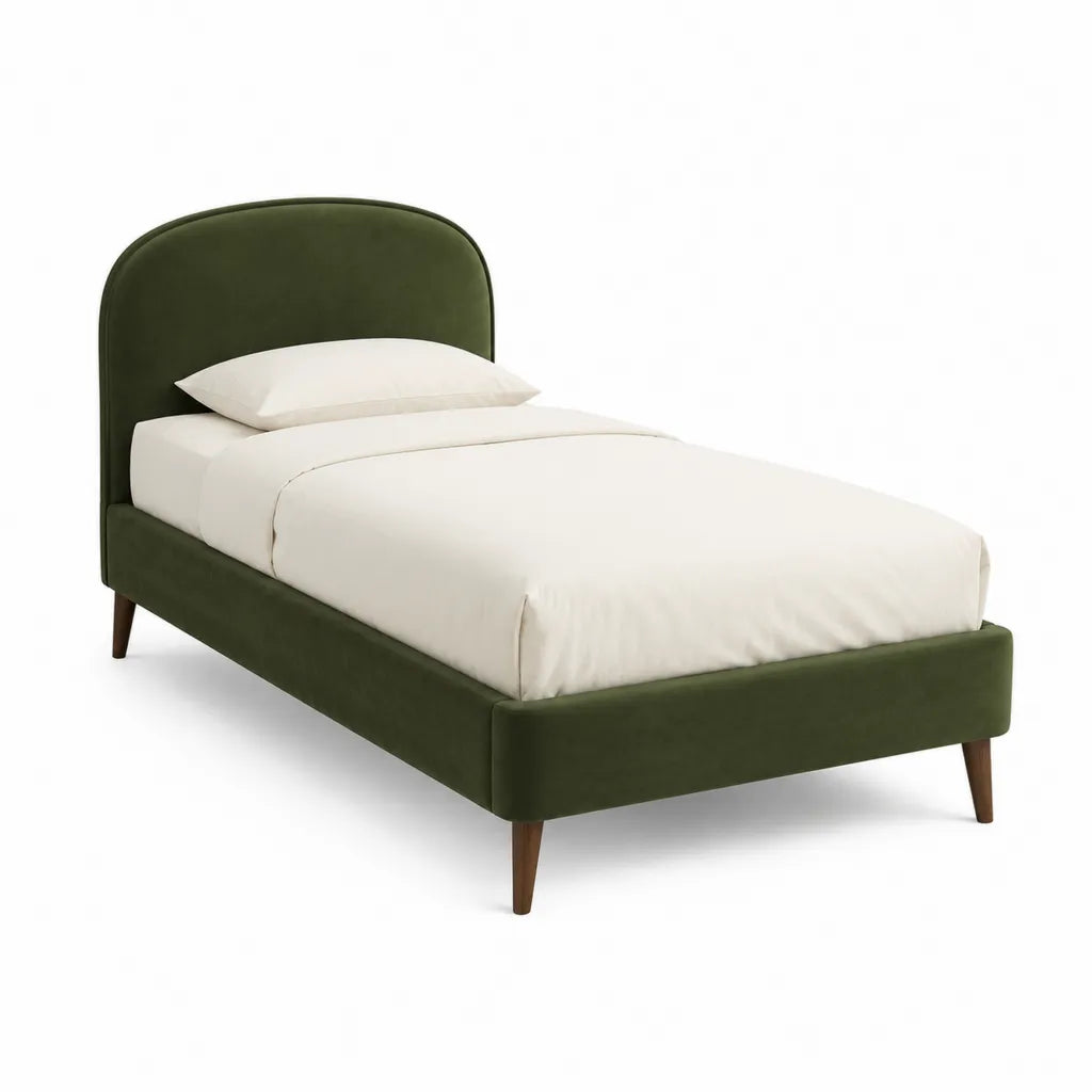 Polsterbett Einzelbett 90 x 200 cm mit Polyester-Samtbezug Dunkelgruen