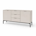 Sideboard mit 2 Tueren und 3 Schubladen 160 x 40 x 80 cm MDF rechteckig cremeweiss