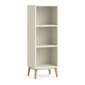 Standregal mit 3 offenen Faechern aus MDF und Massivholz rechteckig Weiss Natur 40 x 35 x 140 cm