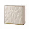 Sideboard mit 2 Tueren aus MDF rechteckig cremeweiss goldfarben 100 x 40 x 80 cm