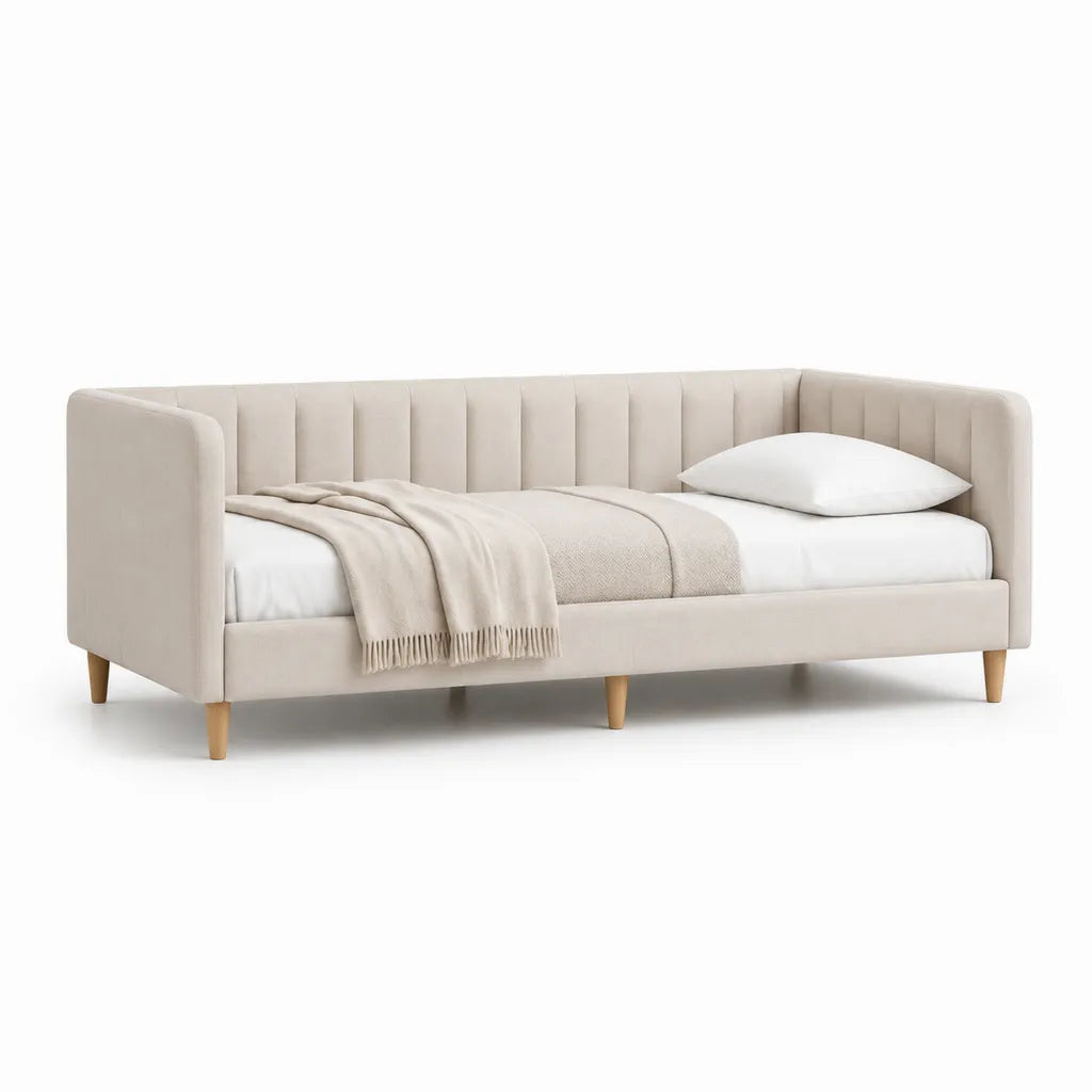 Tagesbett Schlafsofa 90 x 200 cm mit Polyesterbezug Beige
