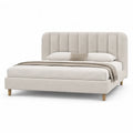 Polsterbett Bettgestell 160 x 200 cm mit gepolstertem Kopfteil aus Polyester in Creme