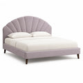 Polsterbett Bettgestell 160 x 200 cm Polyester-Samt Muschelform Altrosa