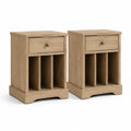 Nachttisch 2er Set mit Schublade und 3 offenen Faechern MDF und Spanplatte rechteckig Natur-Eiche 40 x 35 x 60 cm