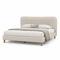 Polsterbett Doppelbett 180 x 200 cm mit abgerundetem Kopfteil aus Polyester Beige