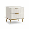 Nachttisch mit 2 Schubladen MDF rechteckig Weiss Gold 50 x 40 x 55 cm