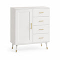 Sideboard mit 1 Tuer und 4 Schubladen aus MDF rechteckig Weiss 80 x 40 x 90 cm