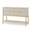 Sideboard Kommode mit 5 Schubladen MDF Stahl rechteckig Cremeweiss Gold 120 x 40 x 90 cm