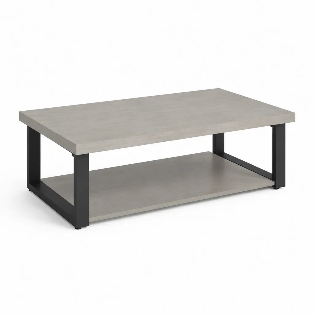 Couchtisch 100 x 60 x 45 cm mit Ablage Spanplatte Stahl rechteckig Betonoptik Grau Schwarz
