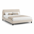 Polsterbett Doppelbett 180 x 200 cm mit geschwungenem Kopfteil Polyesterbezug Beige